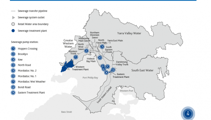 Map of Melbourne Water sewage system