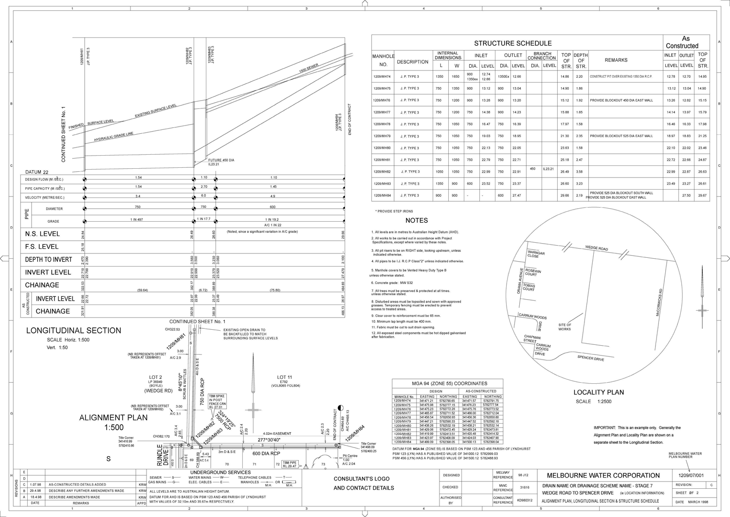 Original design plans Melbourne Water