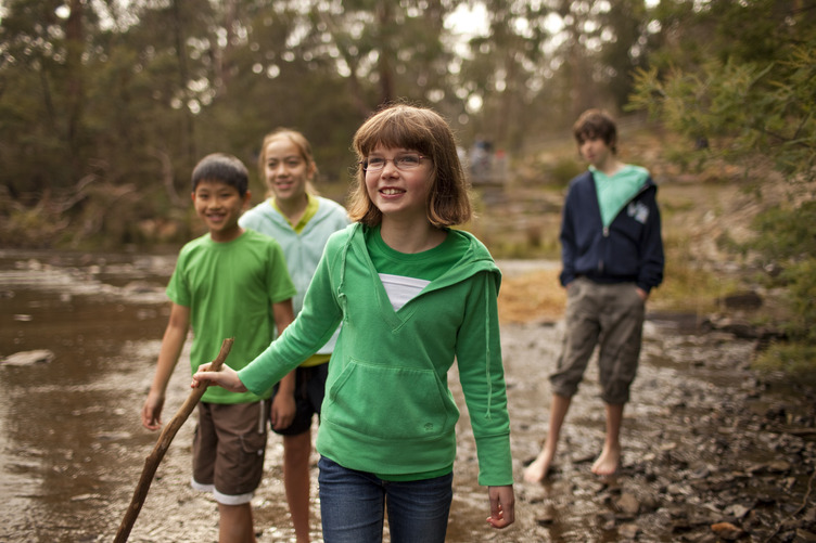 Children at a waterway