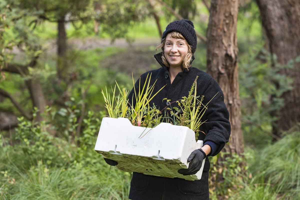 A person with plants
