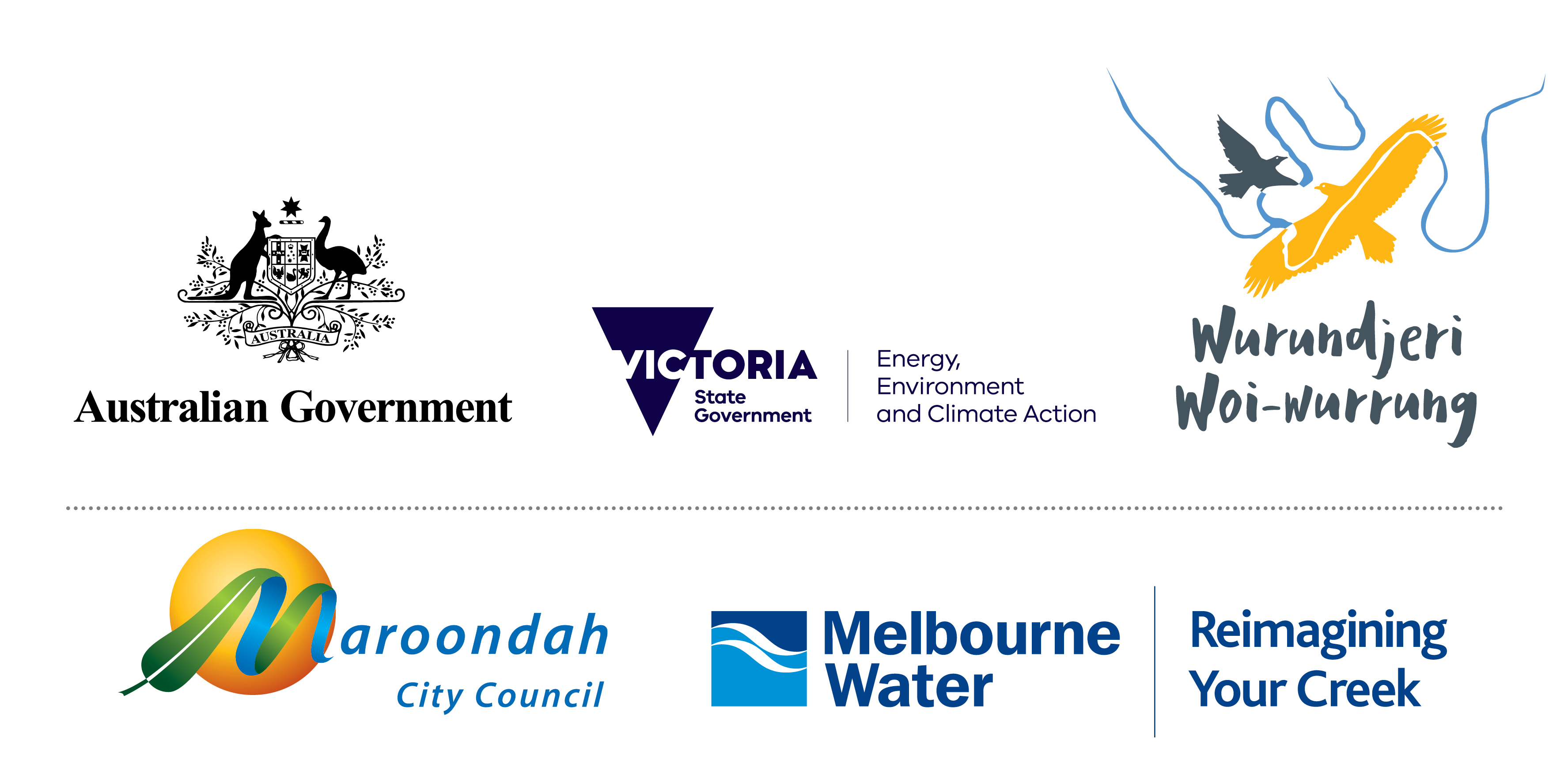 Australian Government, Department of Energy, Environment & Climate Action (DEECA), Wurundjeri Woi-wurrung Cultural Heritage Aboriginal Corporation, Maroondah City Council, Melbourne Water - Reimagining Your Creek Project