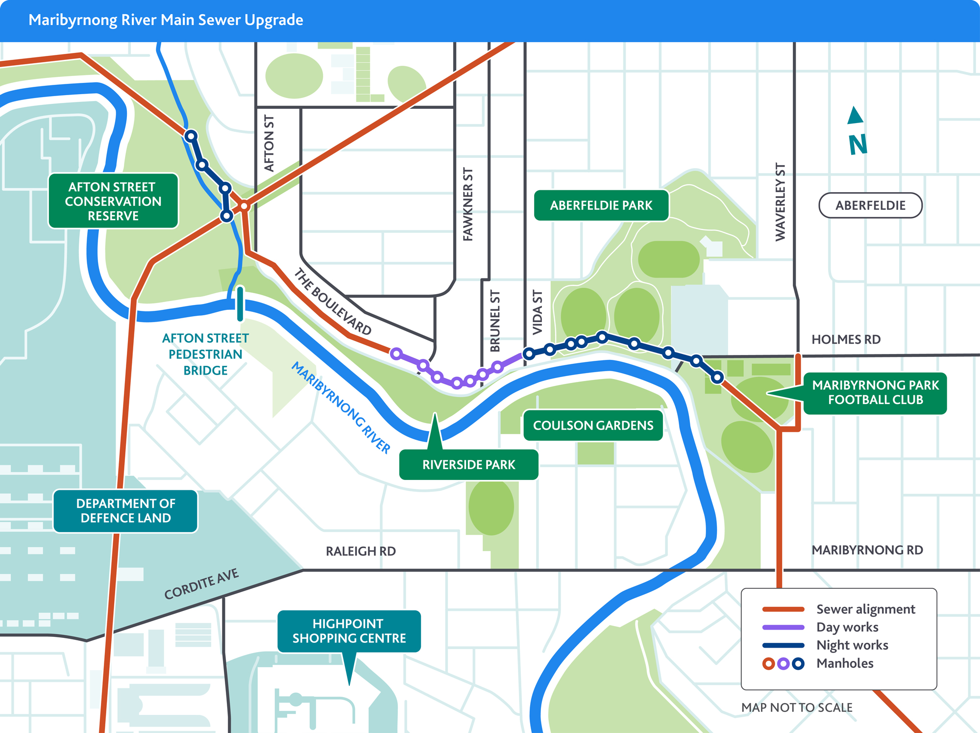 Maribyrnong River Main Sewer Upgrade work area map