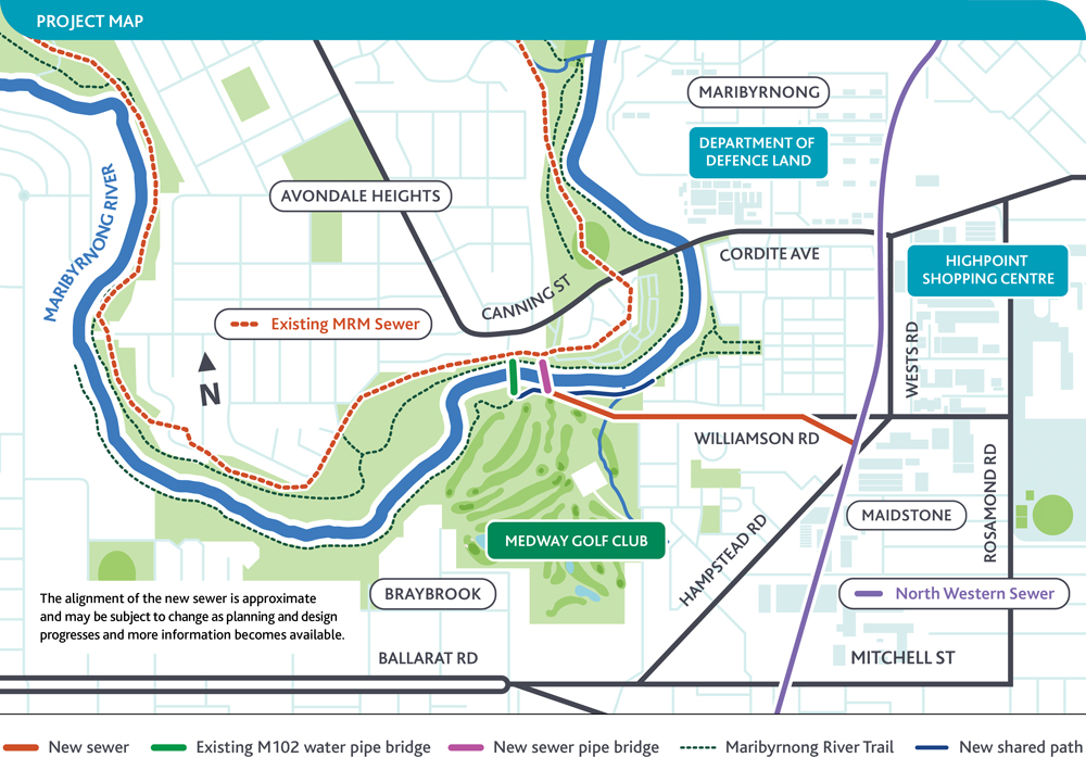 Location map showing sewer map from Maribyrnong 