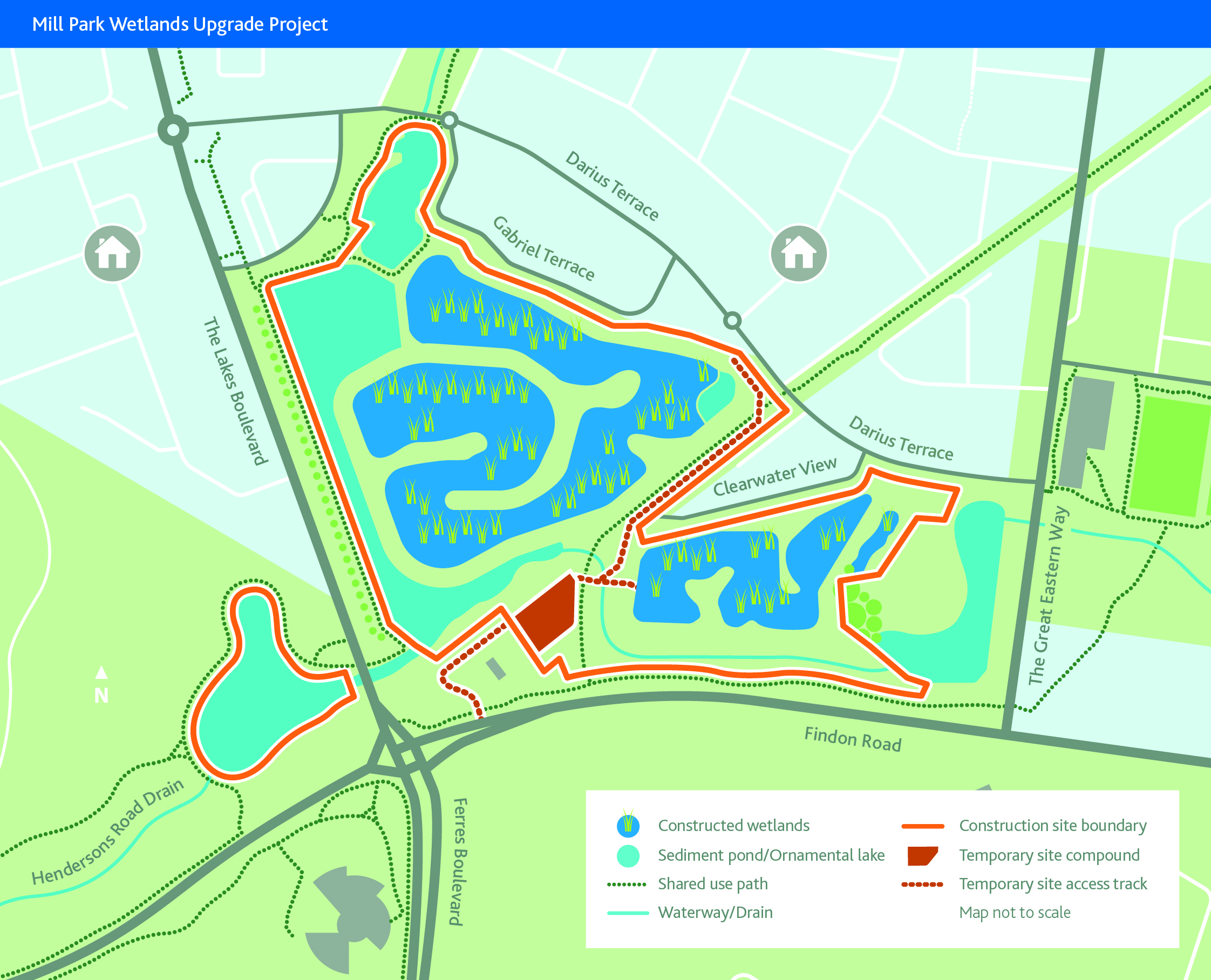 Mill Park wetlands project area including the Lakes Reserve wetlands and lakes