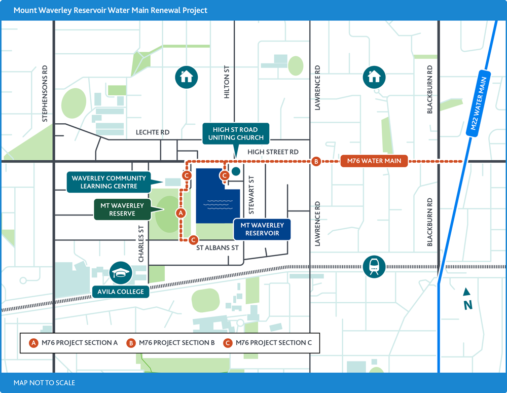 Project map showing location of M76 water main to be renewed