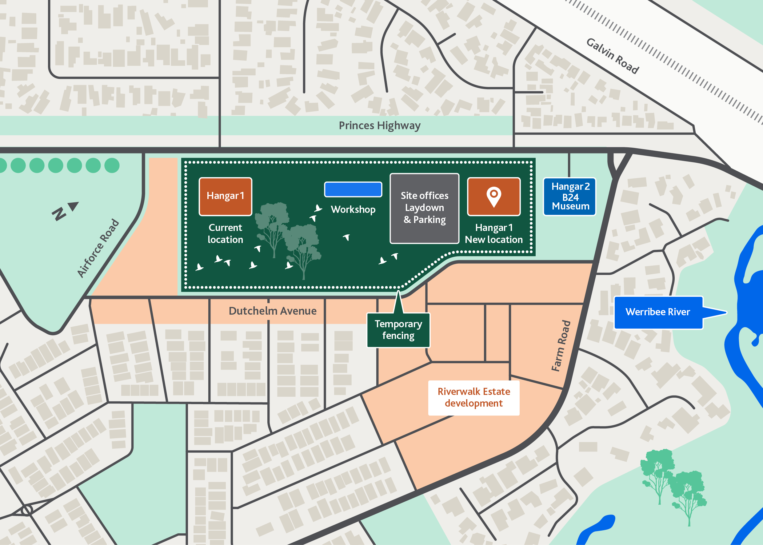 Hangar relocation - map of site works