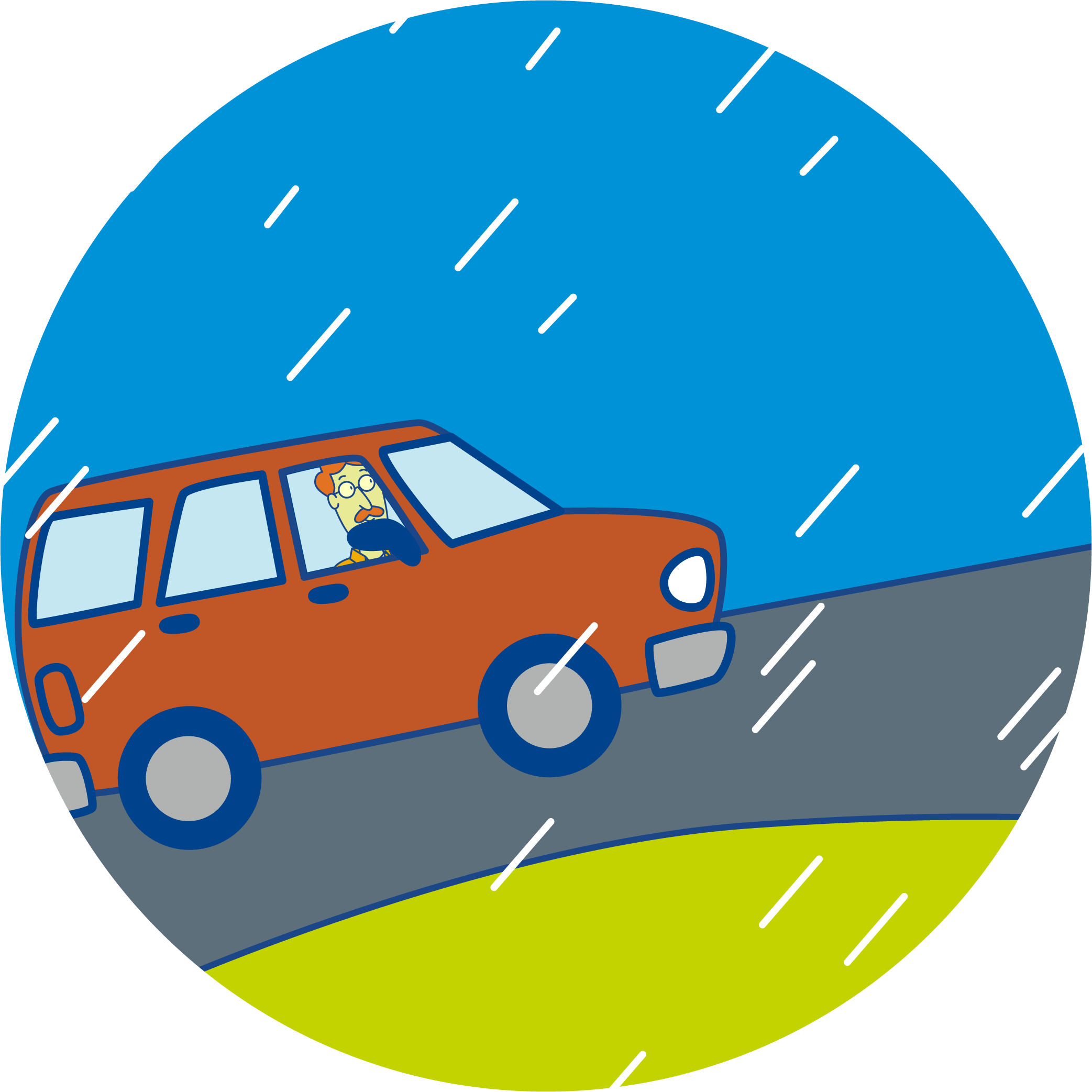 Illustration of car driving uphill