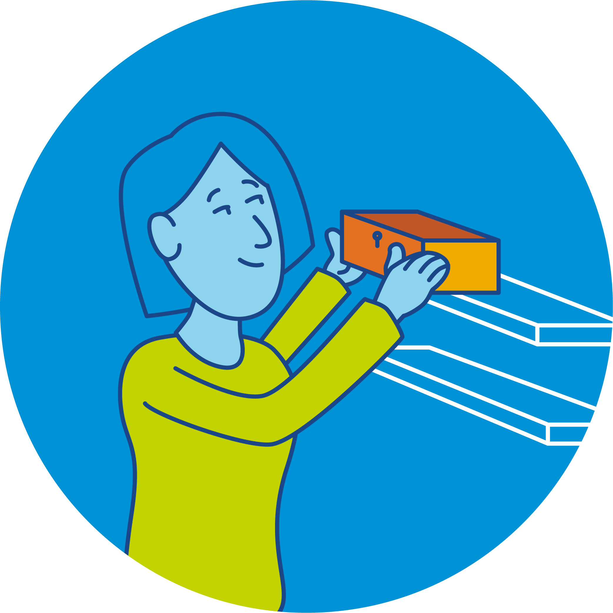 Illustration of woman placing valuables on a shelf