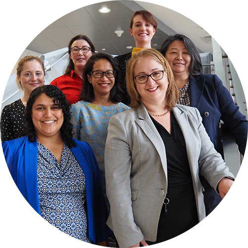 Female employees at Melbourne Water standing by a stairwell