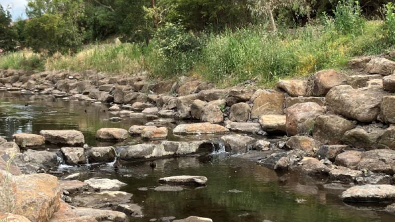 Moonee Ponds Creek with stepping stones