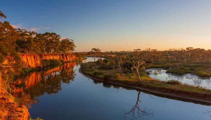 Werribee River cliffs at sunset