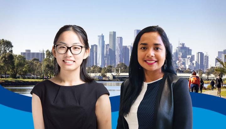 Composite photograph of Wira Yan and Amanda Gunawardena for International Day of Women in Science