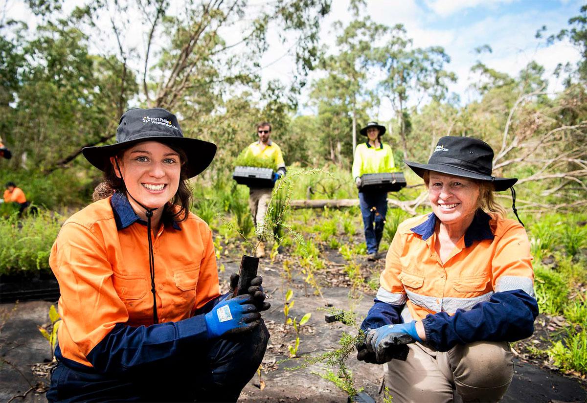 Four PPWCMA employees undertake planting at the Yellingbo Nature Conservation Reserve