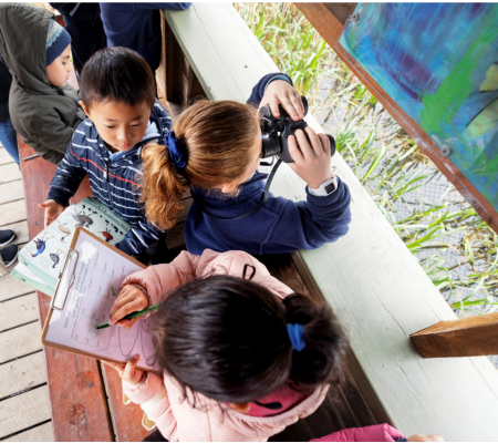 ESWEC primary students in bird hide