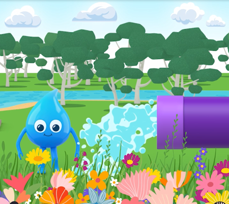 Water drop field of flowers purple pipe illustration