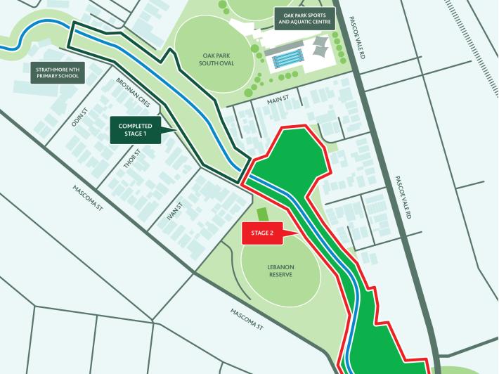 This map shows completed Stage 1 works and the location of works planned for Stage 2
