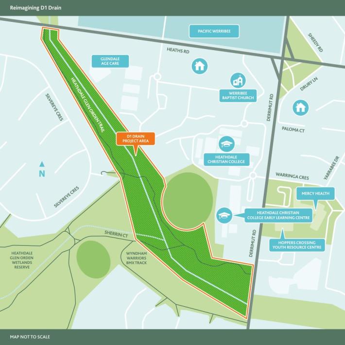 Map showing project area for Reimagining D1 Drain