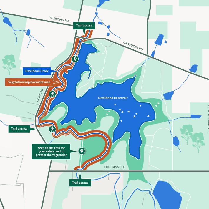Map of Devilbend Creek revegetation works