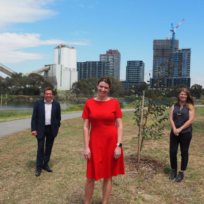 MP Katie Hall with council and Melbourne Water
