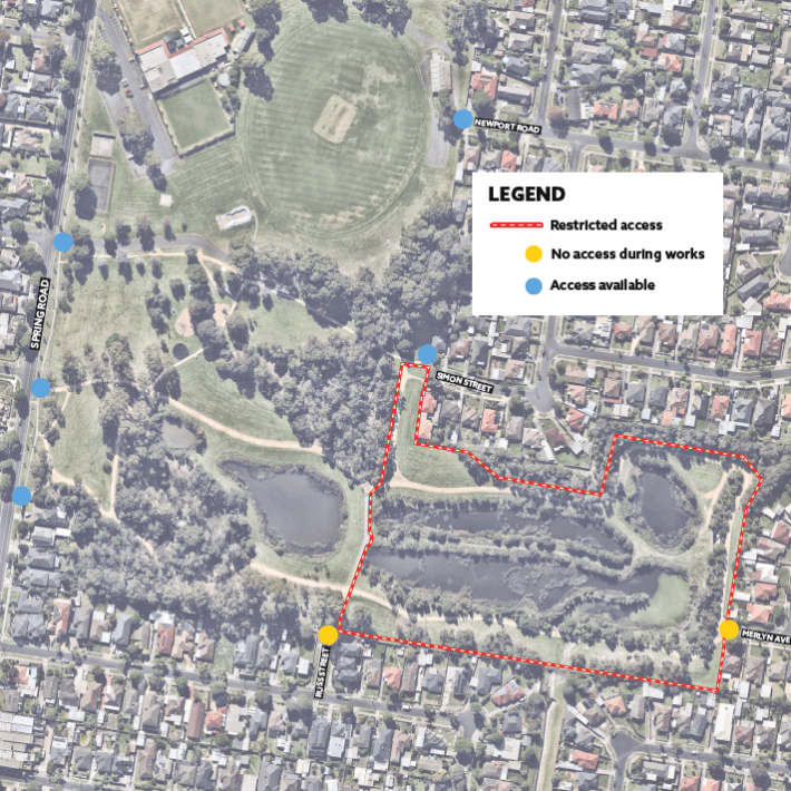 Map of project site, showing access changes during the works