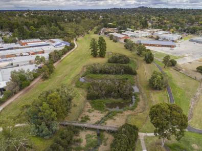 Aerial view of Tarralla Creek - before Stage 1 - 2018