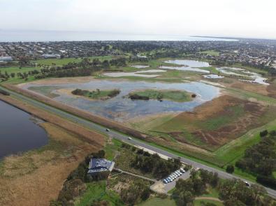 Aerial view of Edithvale Seaford Wetland and education centre
