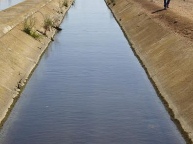 Troughs carrying recycled water at Western Treatment Plant