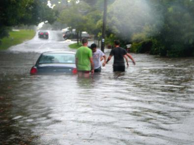 Murrumbeena to Malvern flood project - submerged car Car submerged in floodwaters in 2011