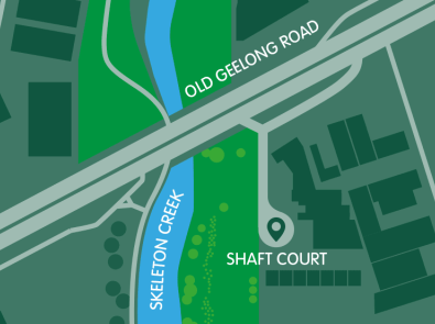 Map of planting area at Shaft Court, east of Skeleton Creek
