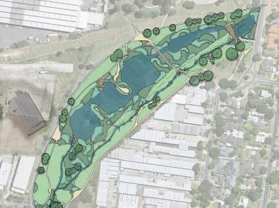 Concept design for Tarralla Creek, Croydon, showing natural wetland