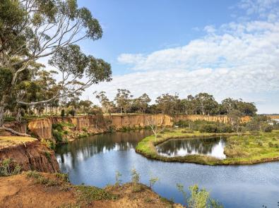 Natural red cliffs adjacent to the Werribee River