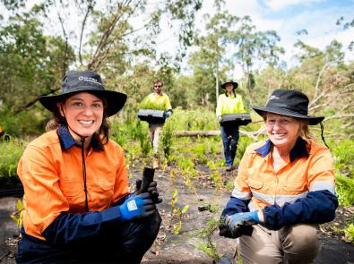Four PPWCMA employees undertake planting at the Yellingbo Nature Conservation Reserve