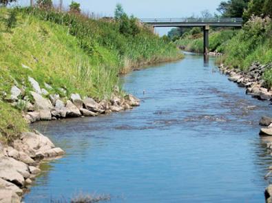Looking down a waterway in Cardinia Shire Council