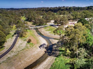 Aerial view of Dandenong Creek Aerial veiw of Dandenong Creek