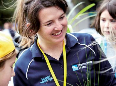 Melbourne Water staff member working with young people