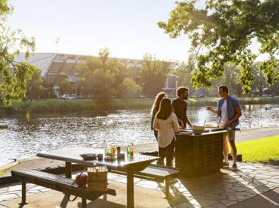 friends having bbq by yarra river