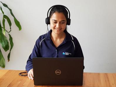 Melbourne Water Education officer conducts virtual excursion via laptop