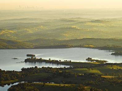 Aerial image of Sugarloaf Reservoir and the Winneke Water Treatment Plant