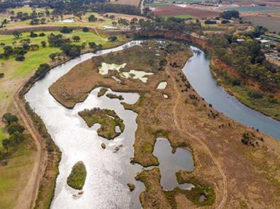 Overhead shot of Werribee River