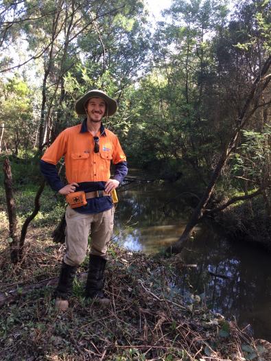 Mitch Blood at work at Dandenong Creek in Glen Waverly