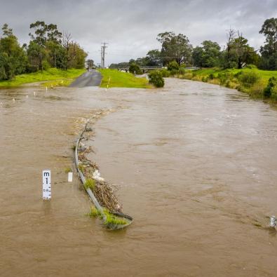 Flooding over road