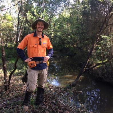Mitch Blood at work at Dandenong Creek in Glen Waverly