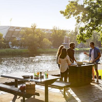 friends having bbq by yarra river