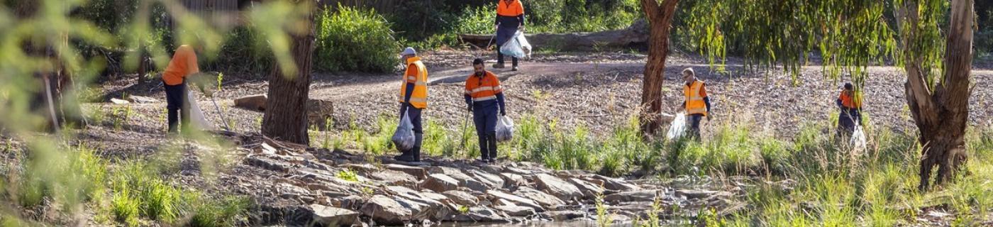 Melbourne Water employees maintaining Blind Creek