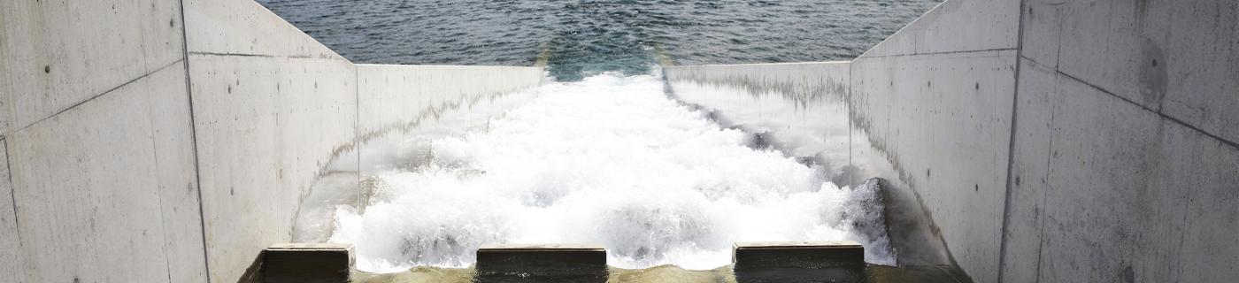 Desalinated water entering Melbourne's water supply network at Cardinia Reservoir.