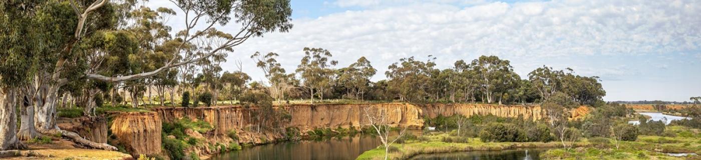 Natural red cliffs adjacent to the Werribee River