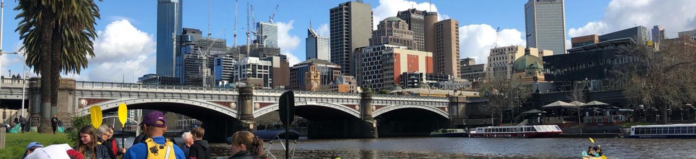 Kayaks on the Yarra for August's Yarra River Blitz