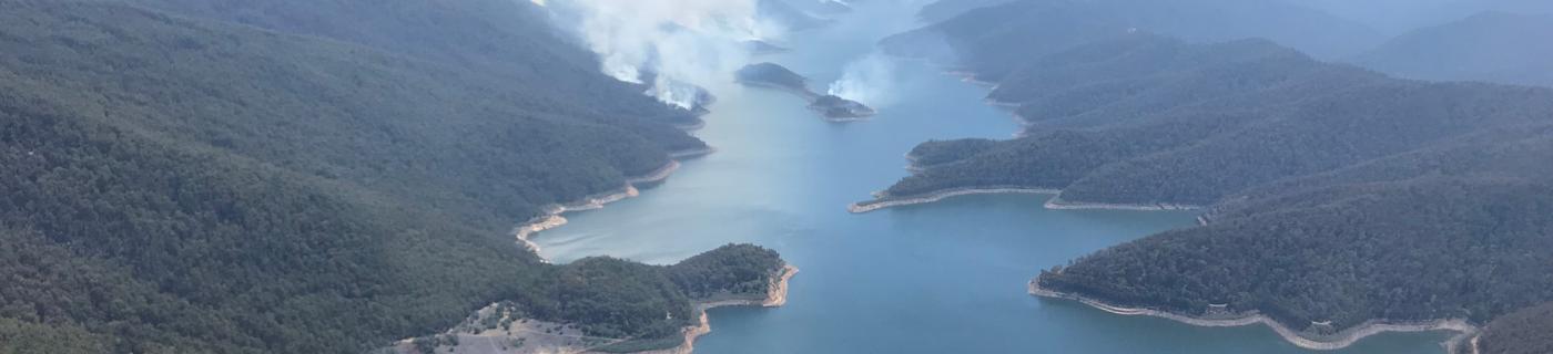 Smoke from fire over Thomson Reservoir