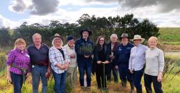 Water Minister Harriet Shing with Cardinia Shire Council deputy mayor Cr Jack Kowarzik and the Cannibal Creek Landcare Group team