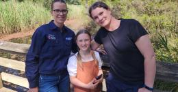 Leesa Riley (Melbourne Water Program Lead Community Connections), Alice Dutton and her mother, Jess.